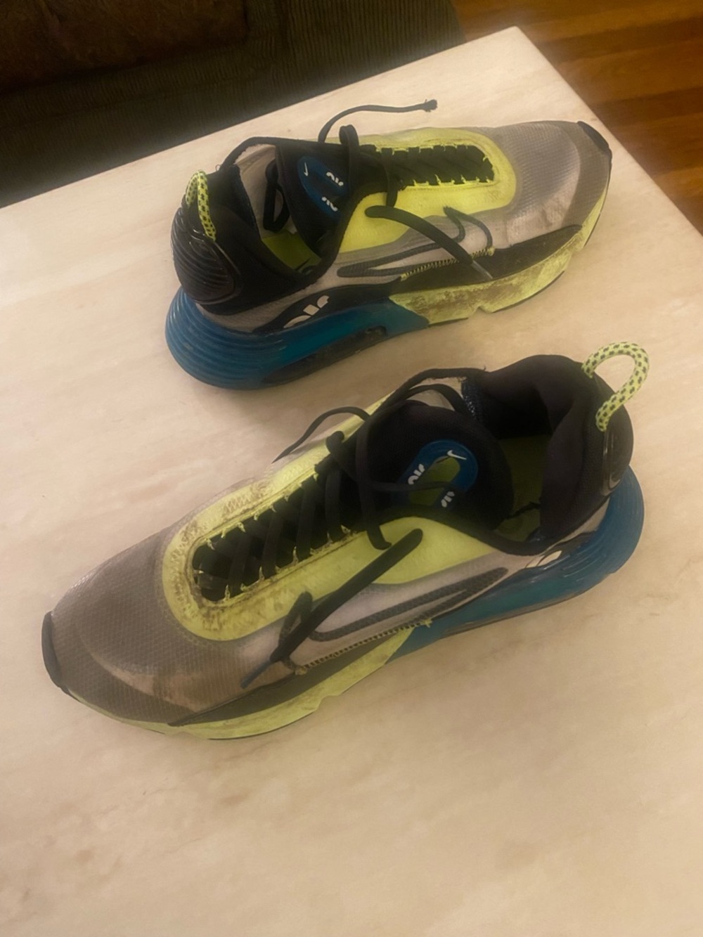 Nike Black Sneakers with Neon Yellow and Blue Accents - Picture 6 of 8
